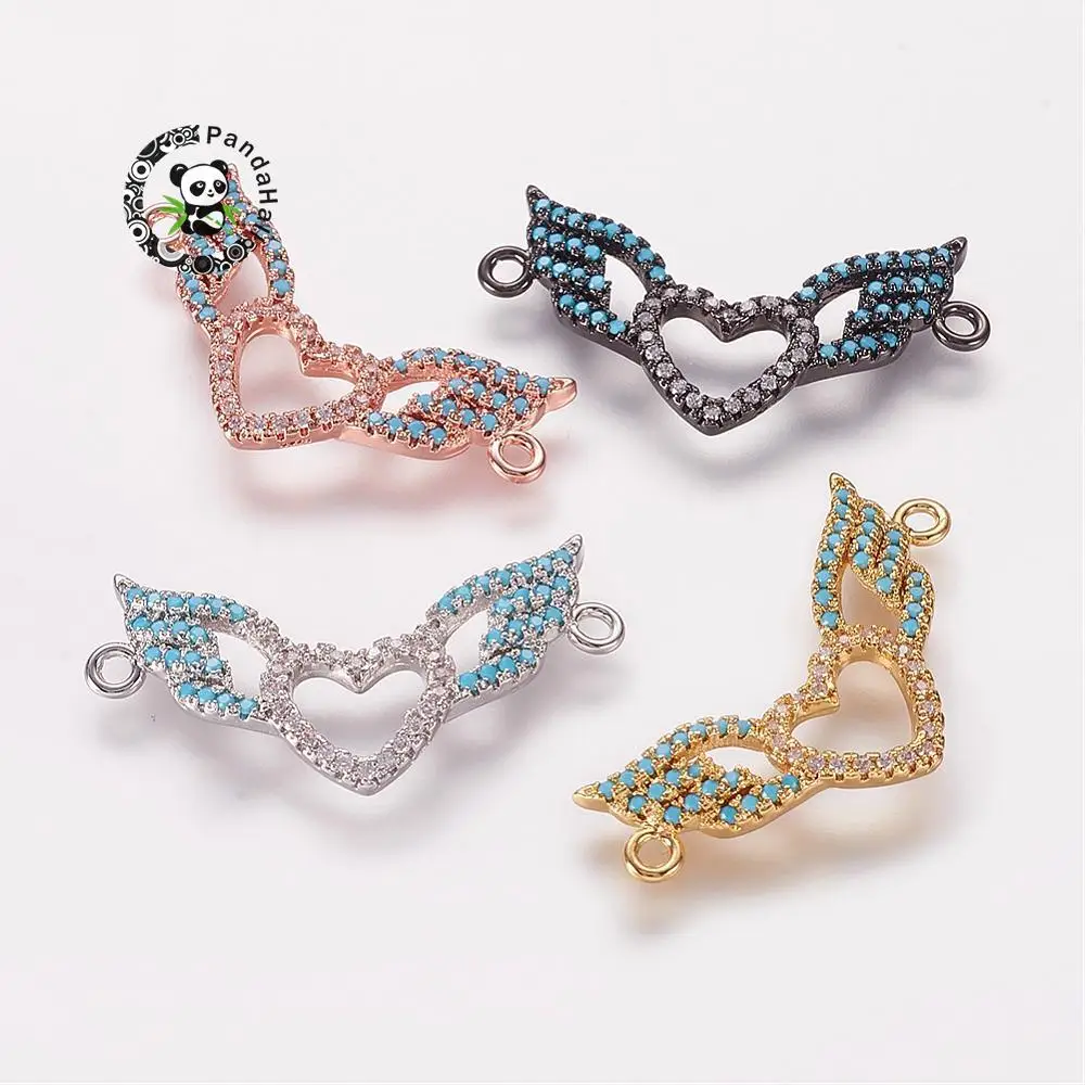 Pandahall 5pcs Brass Micro Pave Cubic Zirconia Links, Heart and Wing, Mixed Color, 15.5x29.5x3mm, Hole: 1.5mm
Pandahall 5pcs Brass Micro Pave Cubic Zirconia Links, Heart and Wing, Mixed Color, 15.5x29.5x3mm, Hole: 1.5mm
