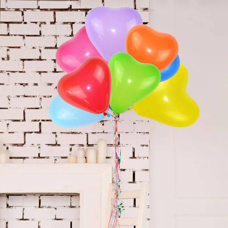 Фото 10 шт./партия 12 дюймов в форме сердца латексные воздушные шары для свадьбы День