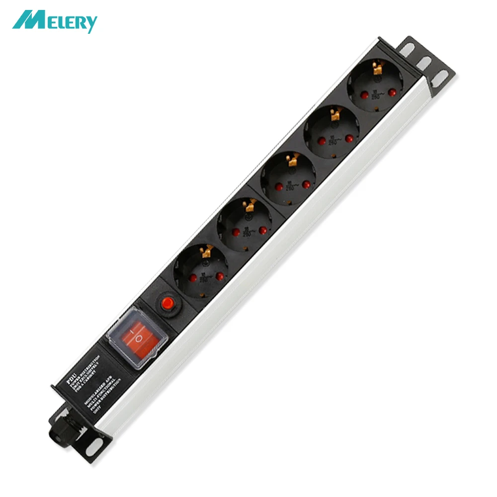 PDU Мощность полосы стойка сетевого шкафа розетка 1U Алюминий сплава 5 способ ЕС