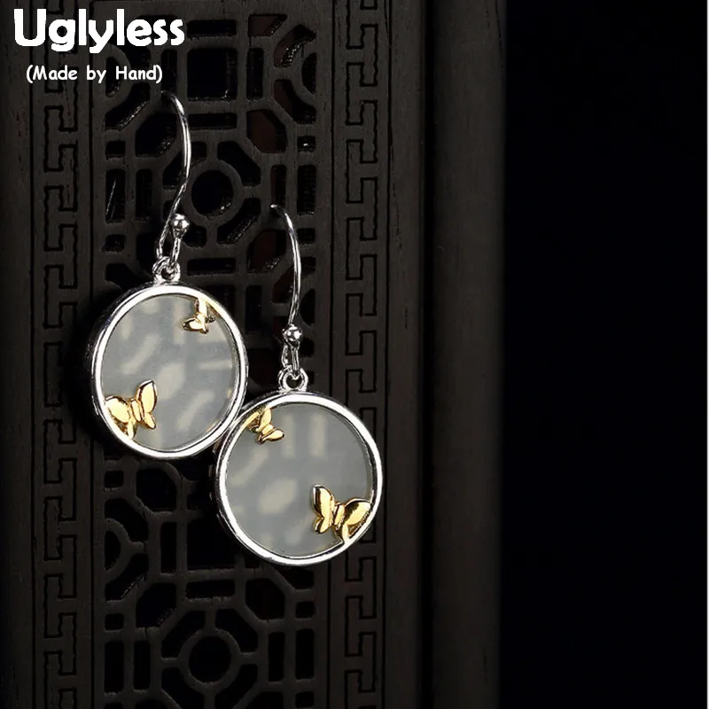 Uglyless Real 925 Sterling Silver Round Dangle Earrings Women Ethnic Butterfly Earrings Gemstone Natural White Jade Fine Jewelry
Uglyless Real 925 Sterling Silver Round Dangle Earrings Women Ethnic Butterfly Earrings Gemstone Natural White Jade Fine Jewelry