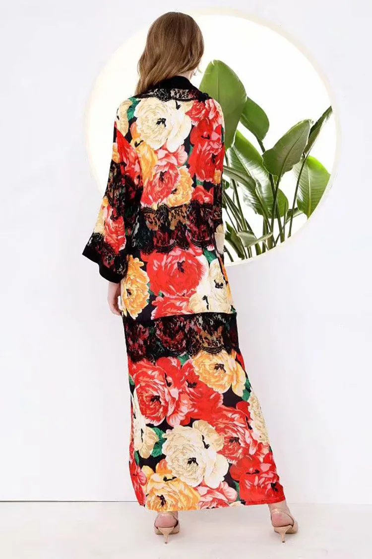 Women Print Long Sleeve Robe Maxi Dress Runway Lace Patchwork Side Spilt Flare Sleeve dresses Women Floral summer Vestidos
Women Print Long Sleeve Robe Maxi Dress Runway Lace Patchwork Side Spilt Flare Sleeve dresses Women Floral summer Vestidos