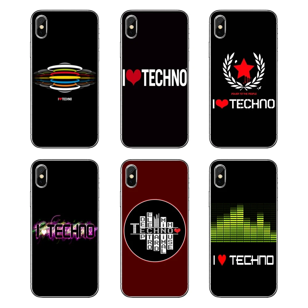 Прозрачный чехол из ТПУ с надписью I Love Techno technology Music Art Poster для LG G7 Q6 Q7 Q8 Q9 V30 X power 2 3