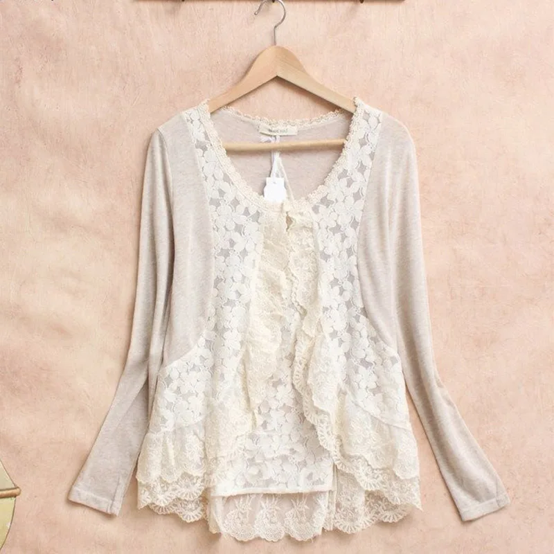Japan Spring Mori Girl Sweet Shirt Cardigan Women's Lace Ruffle Full Sleeved Cotton Linen Female Vestido Blouses Cardigan U053
Japan Spring Mori Girl Sweet Shirt Cardigan Women's Lace Ruffle Full Sleeved Cotton Linen Female Vestido Blouses Cardigan U053
