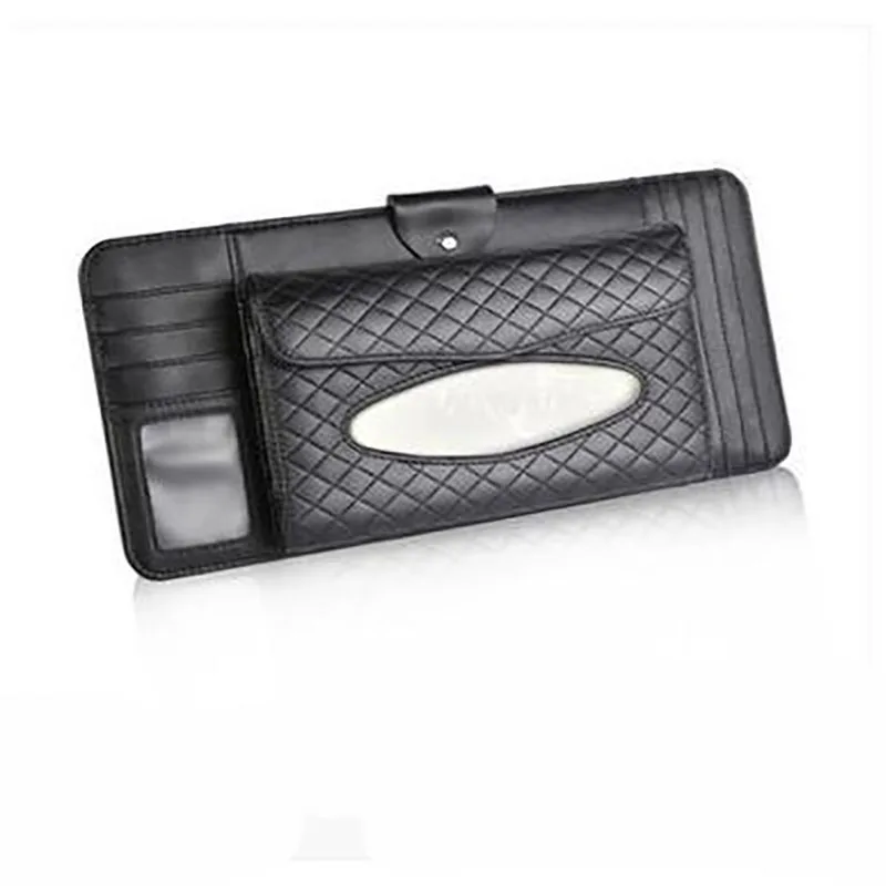 Multi-function car sun visor tissue box holder Leather hanging pater towel case napkin cards CDs glasses storage bag organizers
Multi-function car sun visor tissue box holder Leather hanging pater towel case napkin cards CDs glasses storage bag organizers