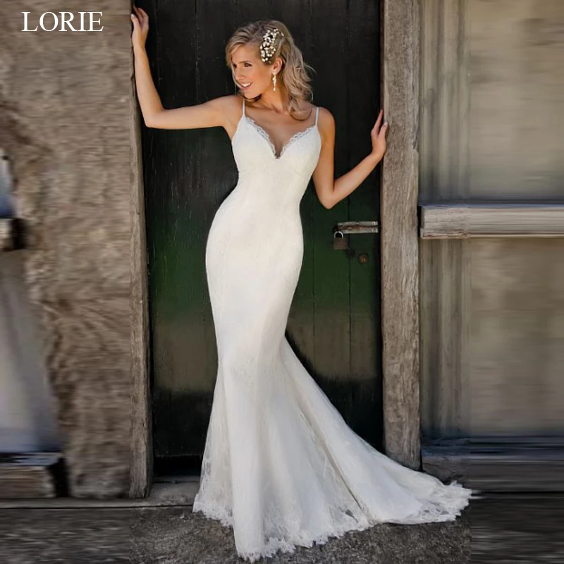LORIE Boho Wedding Dress 2019 V Neck Spaghetti Straps Lace Mermaid Wedding Gown Custom made Backless Bride Dresses Plus size
LORIE Boho Wedding Dress 2019 V Neck Spaghetti Straps Lace Mermaid Wedding Gown Custom made Backless Bride Dresses Plus size