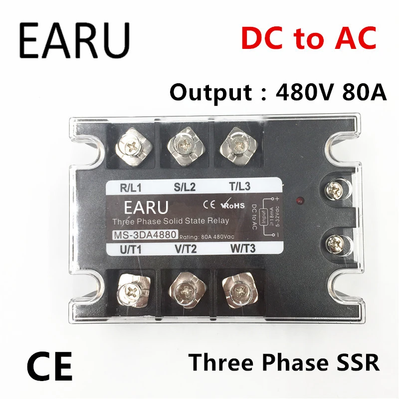 TSR-80DA SSR-80DA Three Phase Solid State Relay DC 5-32V Input Control AC 90~480V Output Load 80A 3 Phase SSR High Power DA4880
TSR-80DA SSR-80DA Three Phase Solid State Relay DC 5-32V Input Control AC 90~480V Output Load 80A 3 Phase SSR High Power DA4880