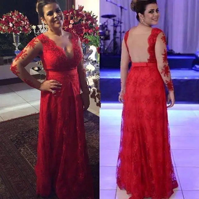 Robe de soiree New Red Long Evening Dress V-Neck Long Sleeves A-Line Floor Length Prom Dresses 2017 Plus Size
Robe de soiree New Red Long Evening Dress V-Neck Long Sleeves A-Line Floor Length Prom Dresses 2017 Plus Size