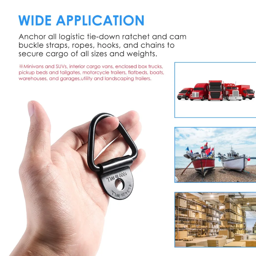 8Pcs Cargo Tie-Down Anchors V-Ring Trailer Anchor Replacement for truck bed and back door freight car trailers SUV warehouses
8Pcs Cargo Tie-Down Anchors V-Ring Trailer Anchor Replacement for truck bed and back door freight car trailers SUV warehouses