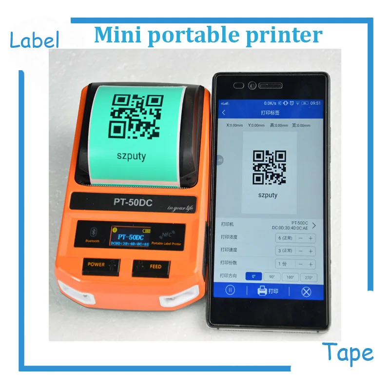 PT-50DC Small Portable Price Tag Label Printer Barcode QR Code Sticker Label Thermal Printer
PT-50DC Small Portable Price Tag Label Printer Barcode QR Code Sticker Label Thermal Printer