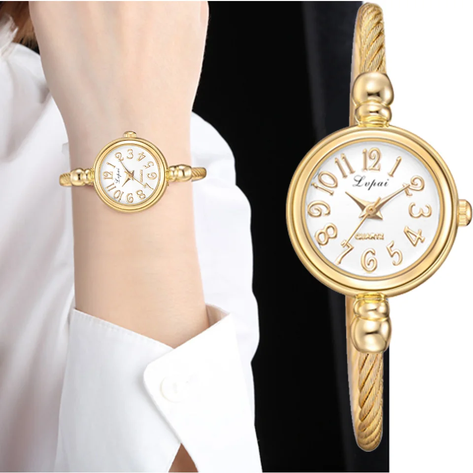 Часы наручные Lvpai женские кварцевые маленький золотистый браслет роскошные