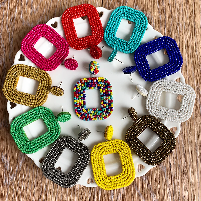 2019 Handmade Beaded Earrings Jewelry Wedding Bridal Special Gift Bohemian Green Color Square Fringed Drop Dangle Earrings Party
2019 Handmade Beaded Earrings Jewelry Wedding Bridal Special Gift Bohemian Green Color Square Fringed Drop Dangle Earrings Party