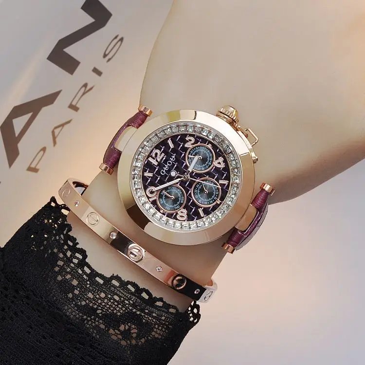 Fashion GUOU Brand Ladies luxury Genuine Leather Top Quality Watchband Diamond Casual Woman Gift Clocks Quartz 3Eye Wristwatches
Fashion GUOU Brand Ladies luxury Genuine Leather Top Quality Watchband Diamond Casual Woman Gift Clocks Quartz 3Eye Wristwatches