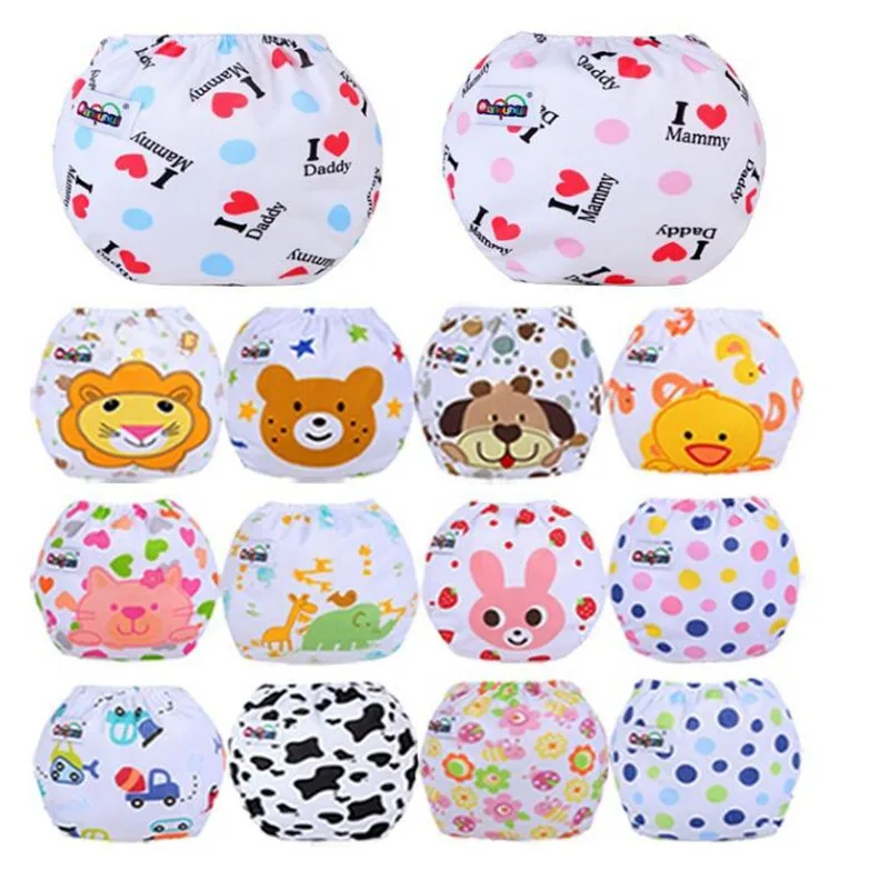 1Pcs Cute Baby Diapers Reusable Nappies Cloth Diaper Washable Infants Children Cotton Training Pants Panties -15 | Мать и ребенок