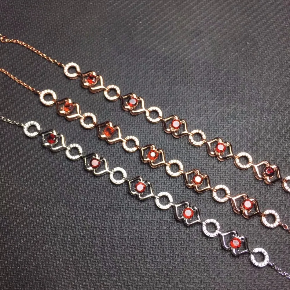 Natural garnet bracelet 925 silver inlay unique style can be adjusted in size. Woman stone | Украшения и аксессуары