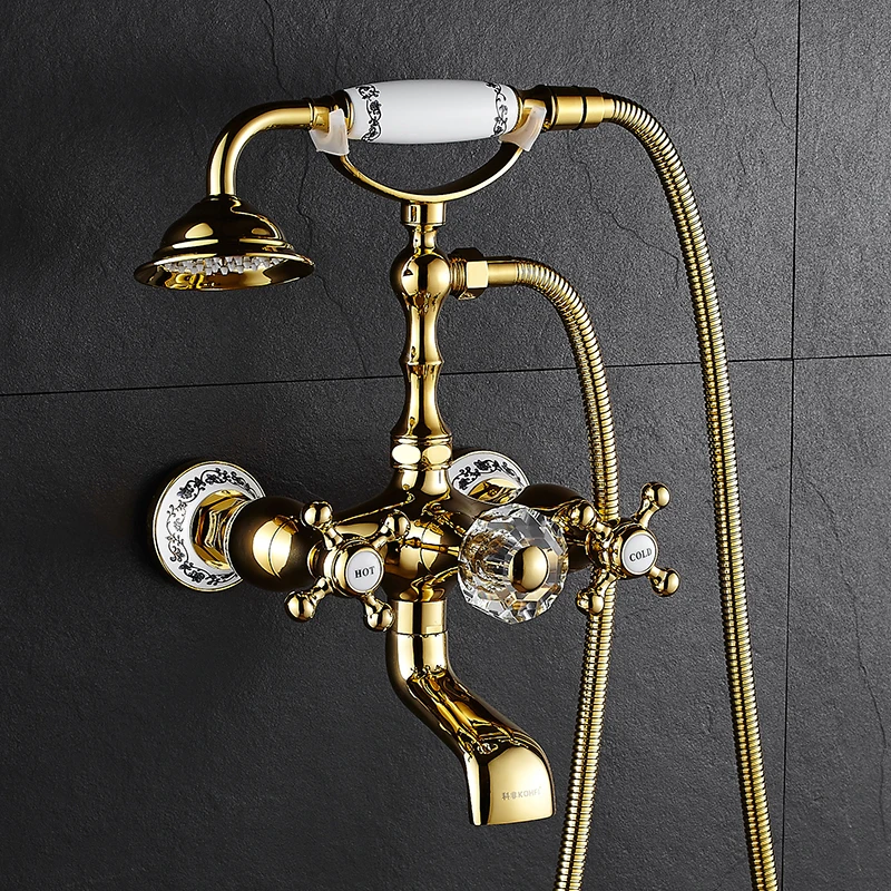 AUSWIND vintage Luxury gold bathroom faucet round ceramic base crystal faucet copper wall mount bathroom faucet 3901
AUSWIND vintage Luxury gold bathroom faucet round ceramic base crystal faucet copper wall mount bathroom faucet 3901