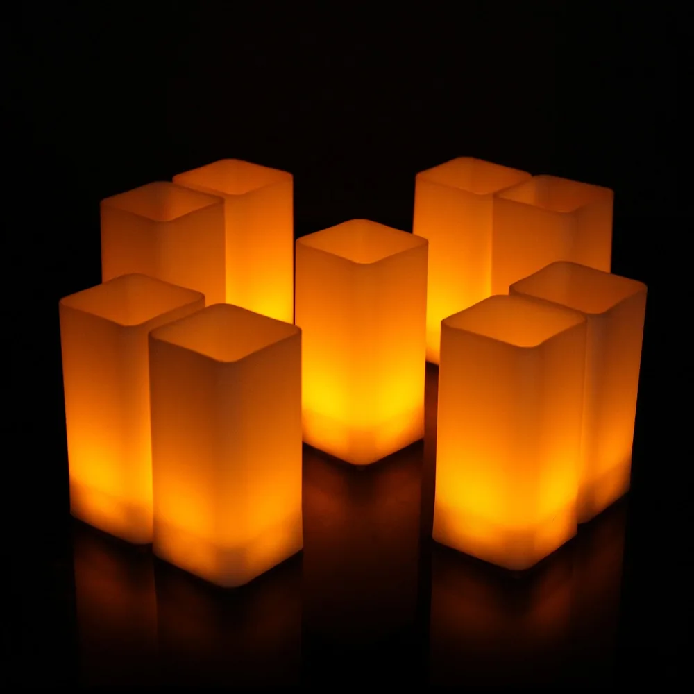 12pcs Flickering LED Candles Square Pillar Fake Candle Electric Tealight for Home Decor Wedding Parties
12pcs Flickering LED Candles Square Pillar Fake Candle Electric Tealight for Home Decor Wedding Parties