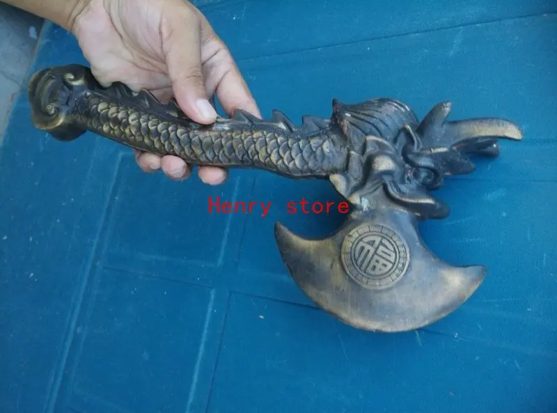 Old Qing Dynasty copper hatchet,Dragon,best collection&adornment