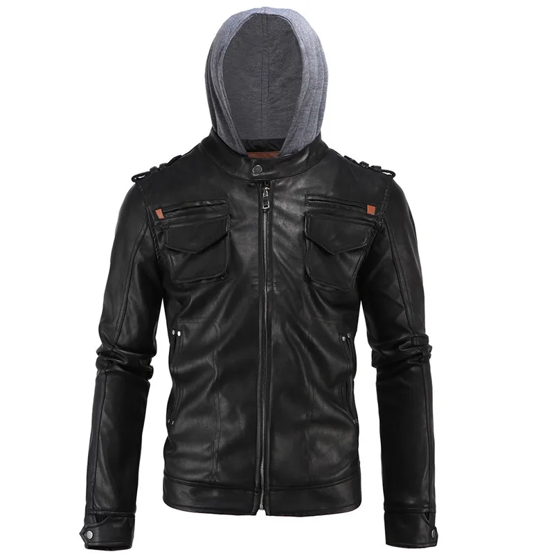 2019 High-end European and American Temperament Men's Leather Simple Motorcycle Hooded Large size Black Leather Size L-4XL
2019 High-end European and American Temperament Men's Leather Simple Motorcycle Hooded Large size Black Leather Size L-4XL