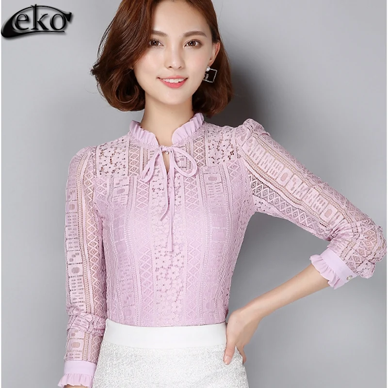 Women Lace Blouses 2016 Korean Autumn Fashion Long Sleeve Elegant White Chiffon Blouse Women Lace Shirt Ruffles Tops 4 Color 3XL
Women Lace Blouses 2016 Korean Autumn Fashion Long Sleeve Elegant White Chiffon Blouse Women Lace Shirt Ruffles Tops 4 Color 3XL