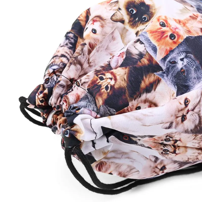 3D Print Drawstring Backpack Cute Cats Cinch Sack Rucksack Shoulder Bags Gym Bag | Багаж и сумки