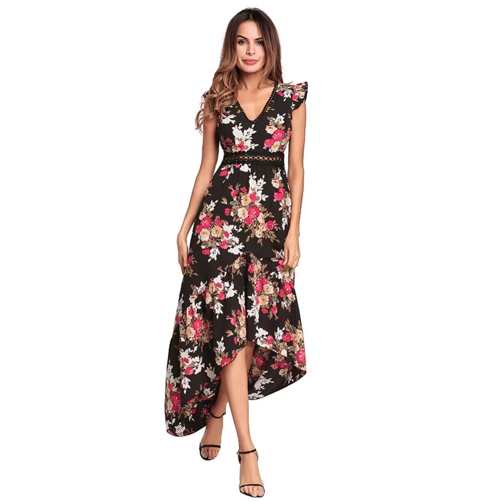 2019 spring new women's flying sleeves irregular backless print dress sweet Fashion generous perfect dress
2019 spring new women's flying sleeves irregular backless print dress sweet Fashion generous perfect dress