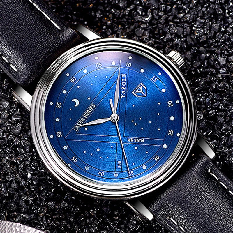 Мужские часы yazole аналоговые уникальные звездное небо дизайнерские кварцевые