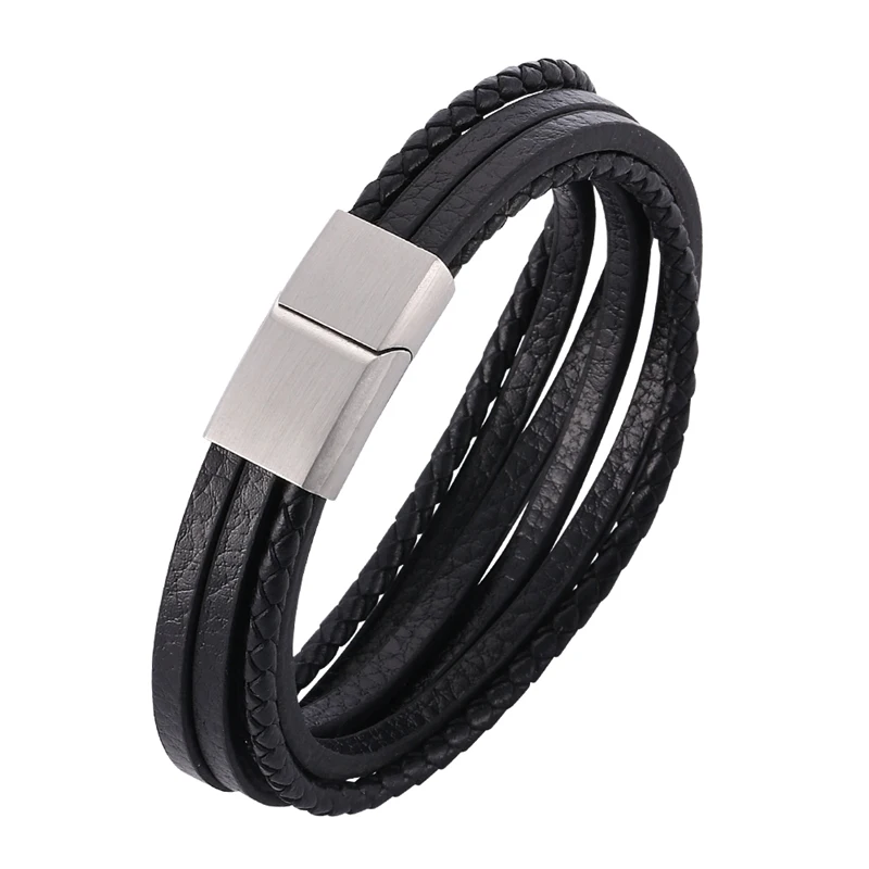 New Fashions Mens Trendy Jewelry Braided Leather Bracelet Stainless Steel Magnetic Buckle Handmade Bracelet Men Wristband PH505
New Fashions Mens Trendy Jewelry Braided Leather Bracelet Stainless Steel Magnetic Buckle Handmade Bracelet Men Wristband PH505