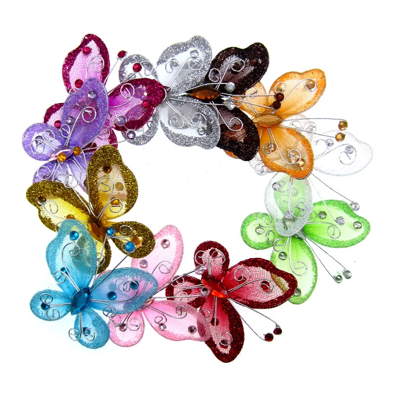 10Pcs 2 " mixed organza nylon mesh butterflies with wire & rhinestones glitter for wedding party Decorations
10Pcs 2 " mixed organza nylon mesh butterflies with wire & rhinestones glitter for wedding party Decorations