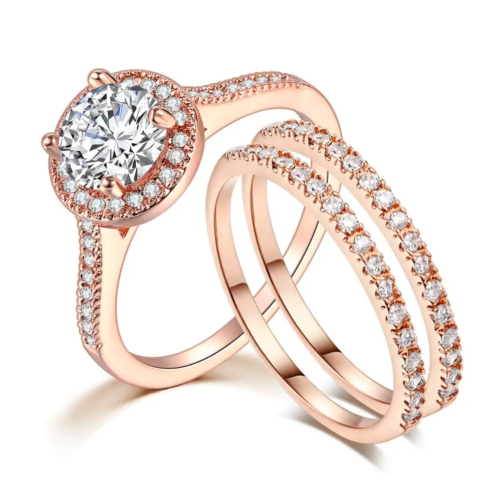 New Fashion Exquisite Rose Gold Color Three Pcs Crystal Finger Rings Set for Women Filled Zircon Wedding Party Jewelry ring 2021
New Fashion Exquisite Rose Gold Color Three Pcs Crystal Finger Rings Set for Women Filled Zircon Wedding Party Jewelry ring 2021