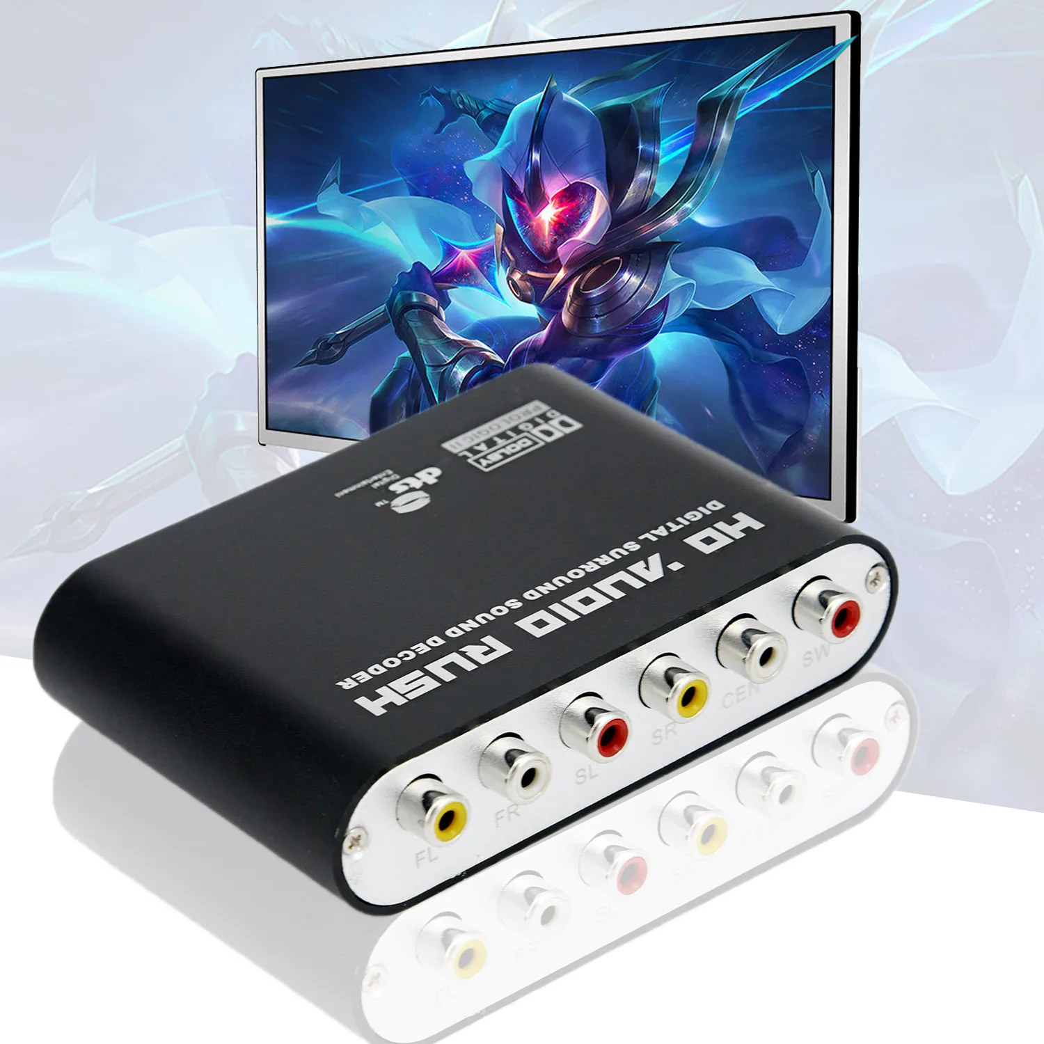 Portable DTS/AC3 5.1 Channel Audio Digital Sound Decoder Optical SPDIF Coaxial to 6RCA
Portable DTS/AC3 5.1 Channel Audio Digital Sound Decoder Optical SPDIF Coaxial to 6RCA