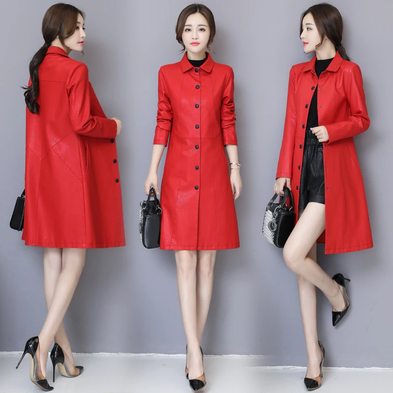 Women Leather Trench Coat Longline Spring Autumn Fashion Ladies Leather Jackets Single Breasted Outfits Parka Outwear
Women Leather Trench Coat Longline Spring Autumn Fashion Ladies Leather Jackets Single Breasted Outfits Parka Outwear