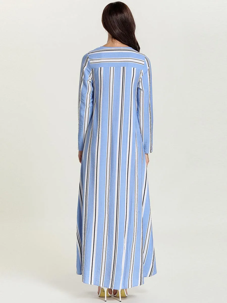 Striped Printed Women Muslim Dress Plus Size Moroccan Kaftan Dubai Fashion Abaya Elegant Islamic Arabic Robe Gown VKDR1696
Striped Printed Women Muslim Dress Plus Size Moroccan Kaftan Dubai Fashion Abaya Elegant Islamic Arabic Robe Gown VKDR1696