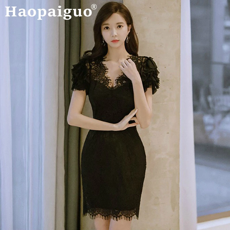 Black Lace Evening Party Dress for Women Short Sleeve Mini Sexy Party Dress Women Solid Bodycon Wrap Ladies Summer Dress 2019
Black Lace Evening Party Dress for Women Short Sleeve Mini Sexy Party Dress Women Solid Bodycon Wrap Ladies Summer Dress 2019