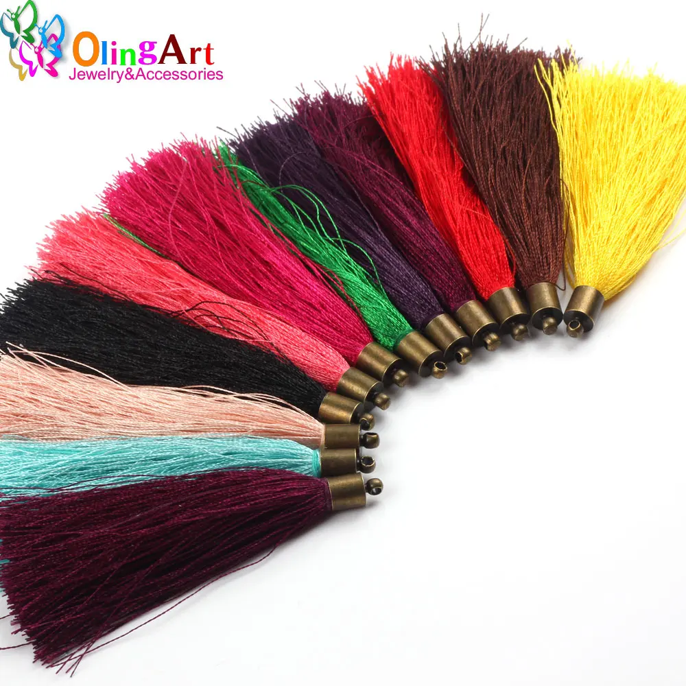 OlingArt 75mm 6pcs Bronze cap mixing color nylon silk tassels DIY Necklace Earrings Jewelry making keychain Pendant 2019 New
OlingArt 75mm 6pcs Bronze cap mixing color nylon silk tassels DIY Necklace Earrings Jewelry making keychain Pendant 2019 New