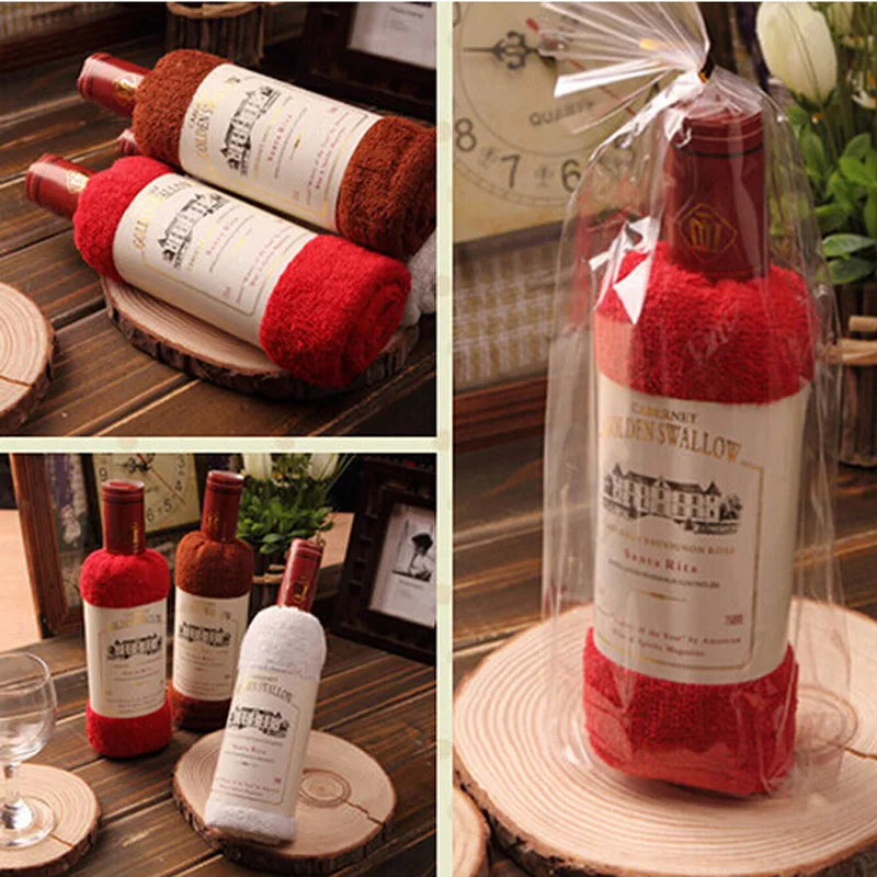 1Pcs 34cm*75cm Creative Red Wine Bottle Shape Towel Gift Opp Bags Single Wine Bottle 100% Cotton Towel Cake Gift
1Pcs 34cm*75cm Creative Red Wine Bottle Shape Towel Gift Opp Bags Single Wine Bottle 100% Cotton Towel Cake Gift