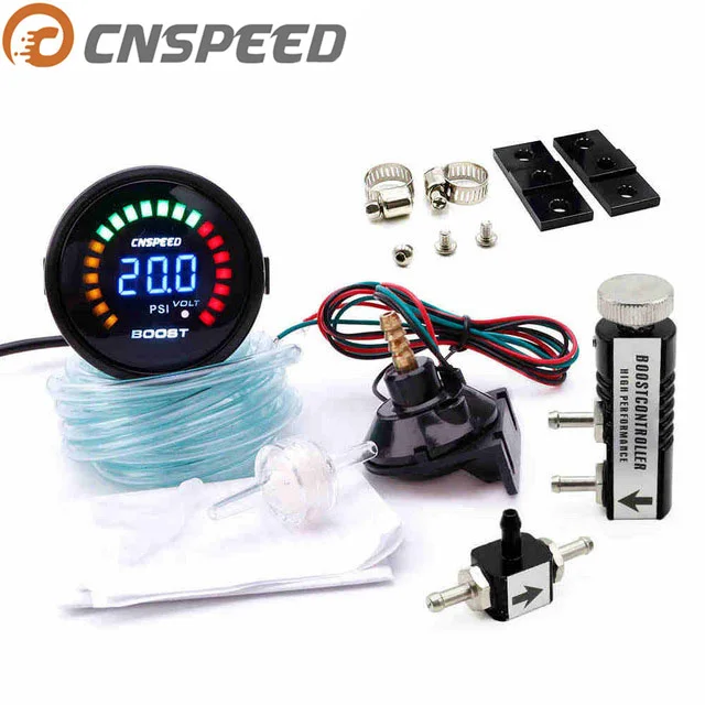 CNSPEED 2 "52 мм Цифровой автомобиль 20 светодиодный Turbo Boost Gauge 15 45PSI + регулируемый
