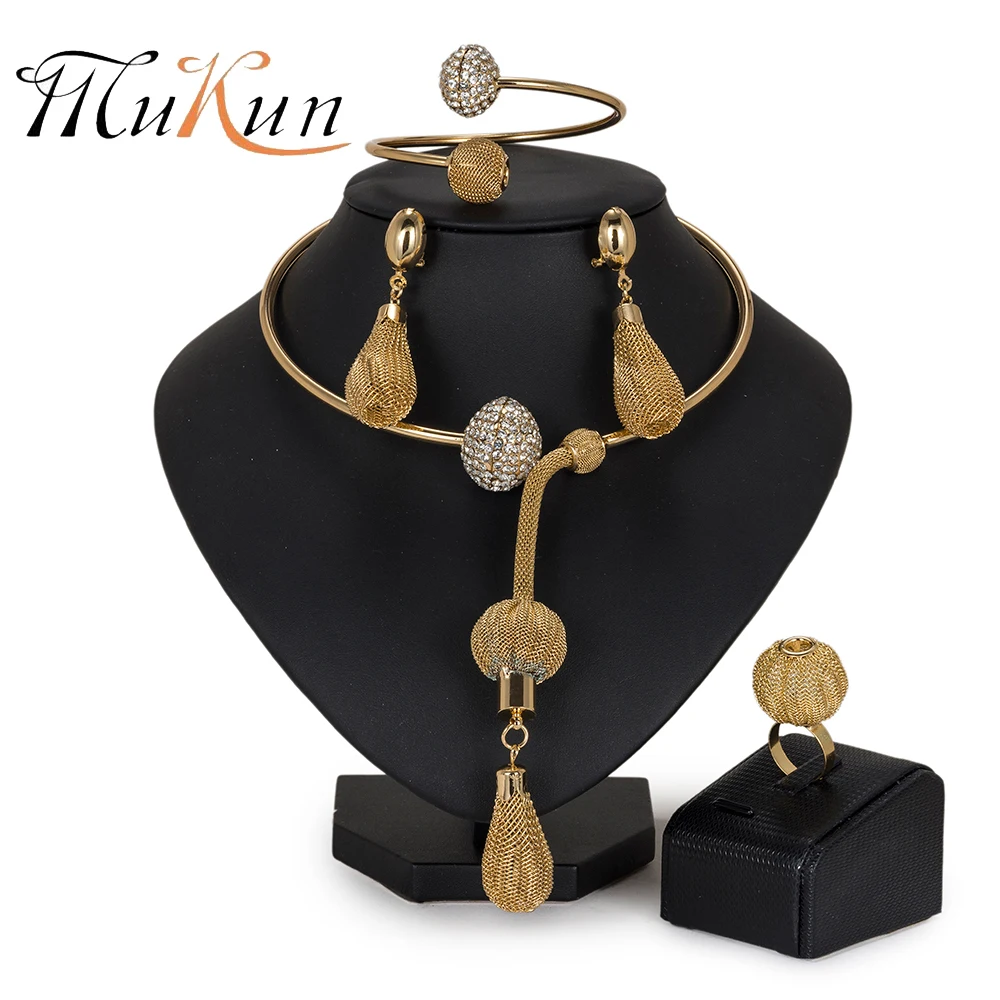 MUKUN Fashion African Beads Jewelry Set Exquisite brand Dubai gold-color Jewelry Set Nigerian Wedding bridal jewelry sets design
MUKUN Fashion African Beads Jewelry Set Exquisite brand Dubai gold-color Jewelry Set Nigerian Wedding bridal jewelry sets design