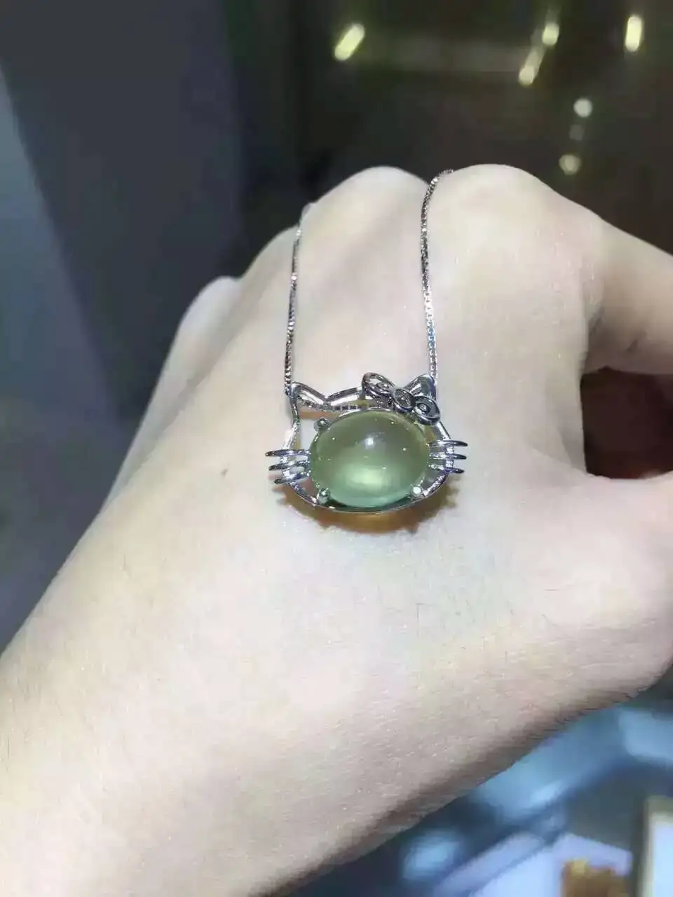 natural prehnite stone pendant 925 Sterling silver Natural gemstone Pendant Necklace trendy lovely Cat women girl jewelry
natural prehnite stone pendant 925 Sterling silver Natural gemstone Pendant Necklace trendy lovely Cat women girl jewelry