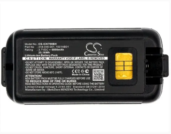 Cameron Sino 6800mAh battery for INTERMEC CK70 CK71 1001AB01 1001AB02 318-046-001 318-046-011 AB18 BarCode, Scanner Battery
Cameron Sino 6800mAh battery for INTERMEC CK70 CK71 1001AB01 1001AB02 318-046-001 318-046-011 AB18 BarCode, Scanner Battery