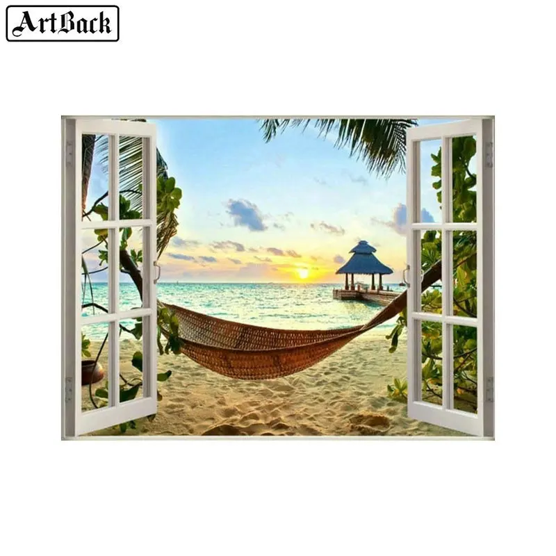 5d diy diamond painting beach window landscape full square diamond mosaic embroidery home decoration sticker
5d diy diamond painting beach window landscape full square diamond mosaic embroidery home decoration sticker