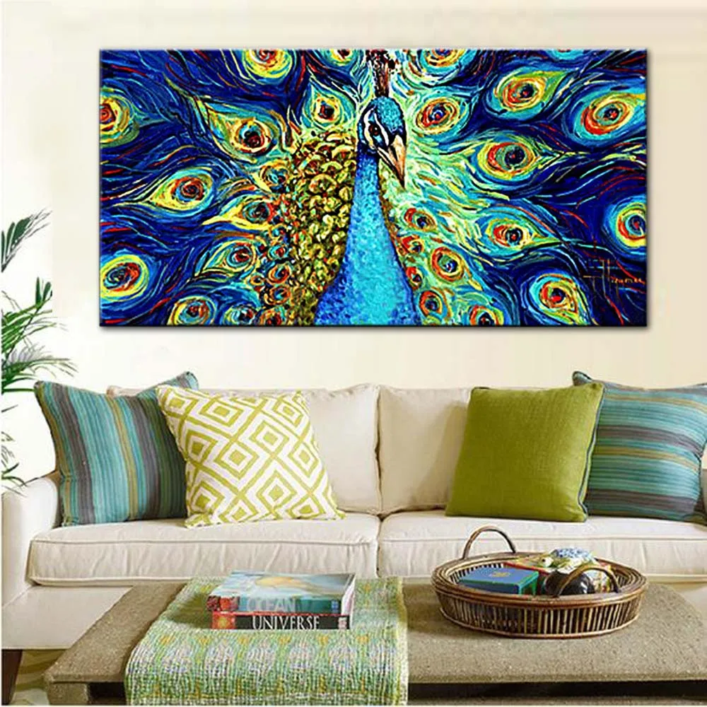 Hand Painted Abstract Animals Art Blue Peacock Oil Painting Canvas Art Abstract Peacock Wall Picture Living Room Home Wall Decor
Hand Painted Abstract Animals Art Blue Peacock Oil Painting Canvas Art Abstract Peacock Wall Picture Living Room Home Wall Decor