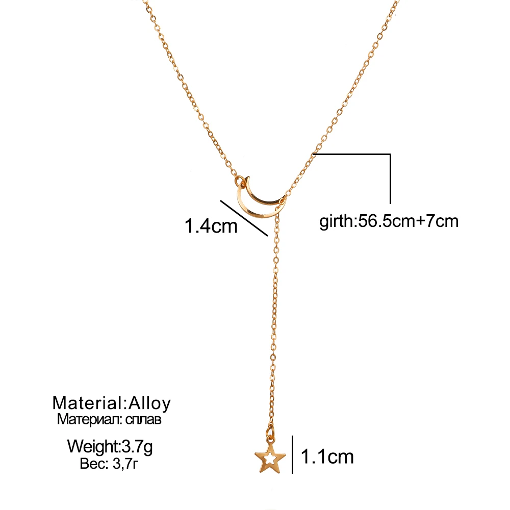 New Fashion Jewelry Simple Moon Star Pendant Necklace Alloy Clavicle Short Choker Trendy Necklaces for Women Girls bijoux femme
New Fashion Jewelry Simple Moon Star Pendant Necklace Alloy Clavicle Short Choker Trendy Necklaces for Women Girls bijoux femme