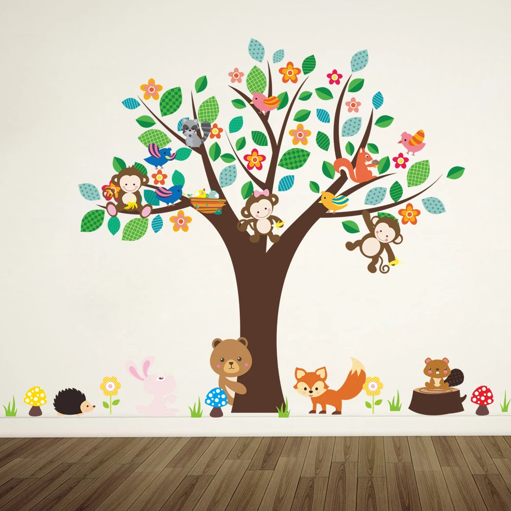 forest animals monkey play under flower tree wall sticker for kids baby nursery children room decorations decor home decal
forest animals monkey play under flower tree wall sticker for kids baby nursery children room decorations decor home decal