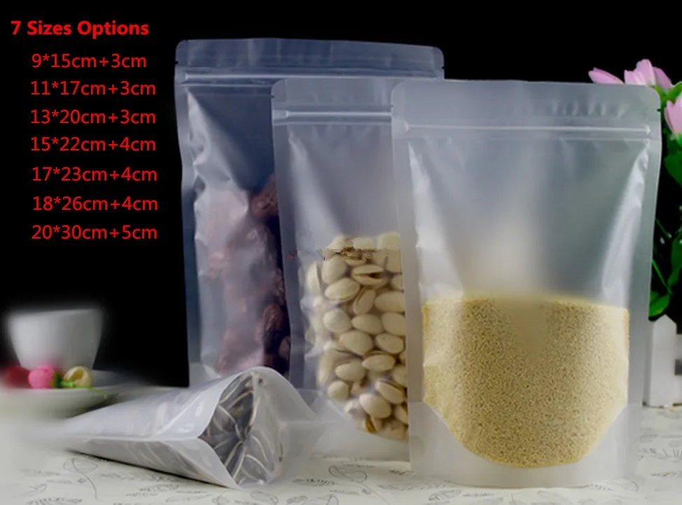 100pcs/lot-7 sizes options Frosted Transparent Stand Up Gift Bags Zip Lock Seal Plastic Bags for Coffee Sugar Food Packaging
100pcs/lot-7 sizes options Frosted Transparent Stand Up Gift Bags Zip Lock Seal Plastic Bags for Coffee Sugar Food Packaging