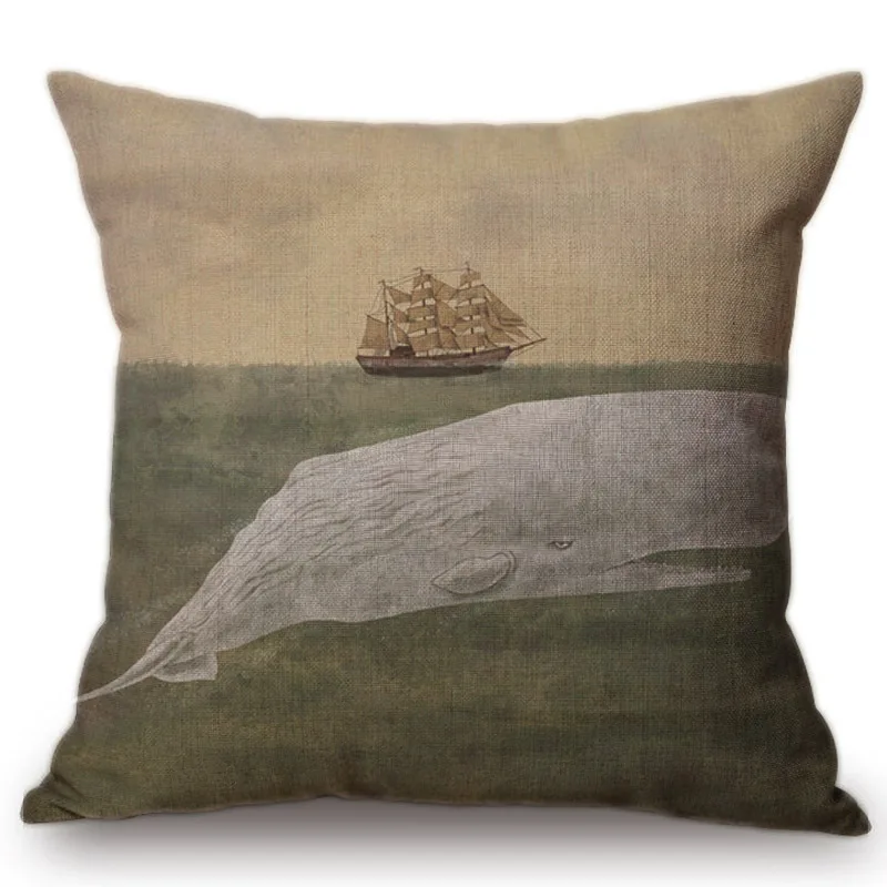 Whale Ocean Animal Cushion Cover Vintage Sketch Whales and Sailboat Printed Cotton Linen Home Decoration Sofa Throw Pillow Cover
Whale Ocean Animal Cushion Cover Vintage Sketch Whales and Sailboat Printed Cotton Linen Home Decoration Sofa Throw Pillow Cover