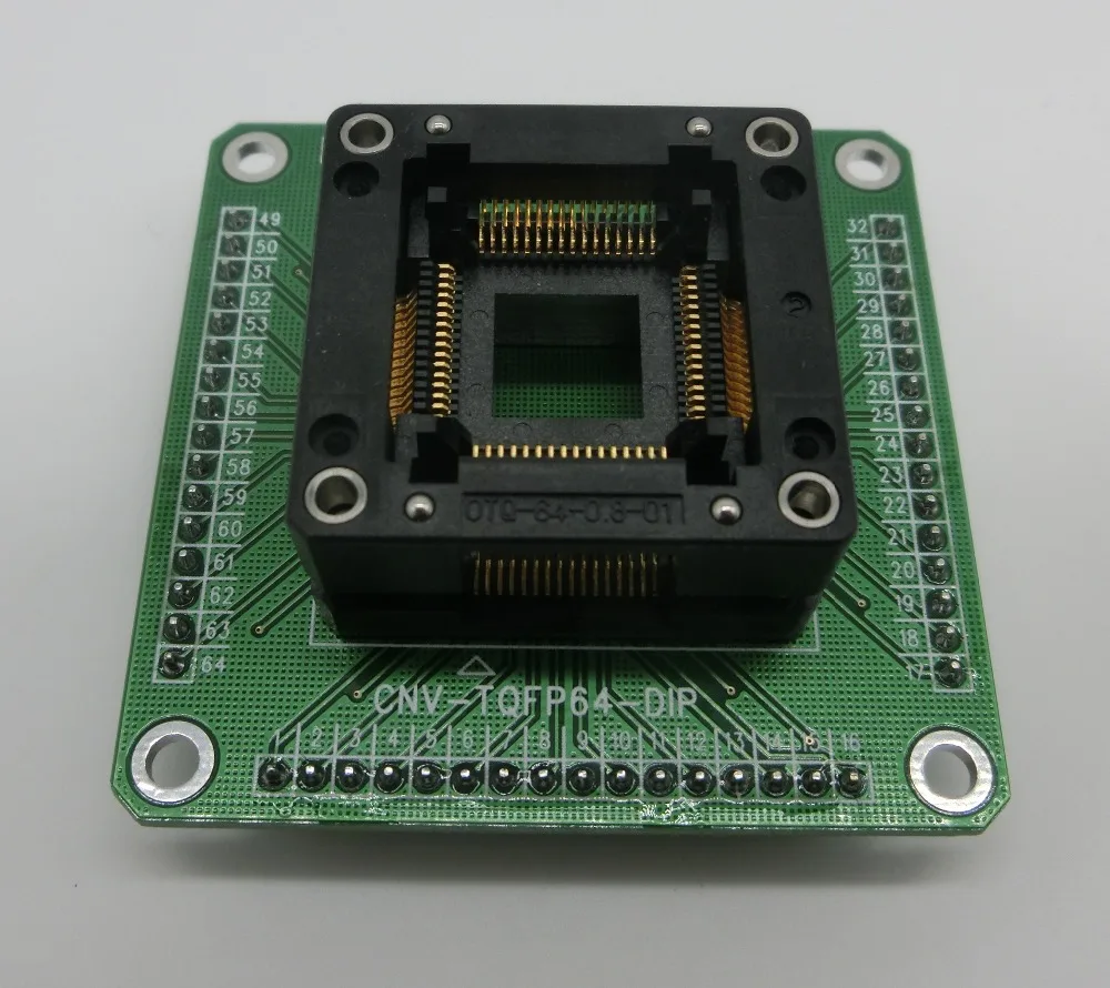 Бесплатная доставка 1 шт. тестовый адаптер гнезда Enplas QFP64 TQFP64 LQFP64 с PCB|pcb adapter|pcb testpcb