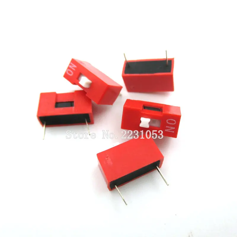 1-позиционный Переключатель DIP Red Pitch1P DIP, 20 шт./лот, шаг 2,54 мм, 2-рядный слайдер DIP-переключатель