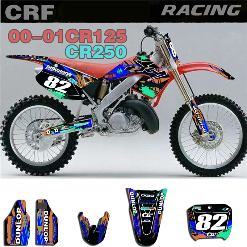Граффити Стиль 82 номер наклейки с рисунком Наборы фоны для Honda CR125 CR250 2000 2001 CR
