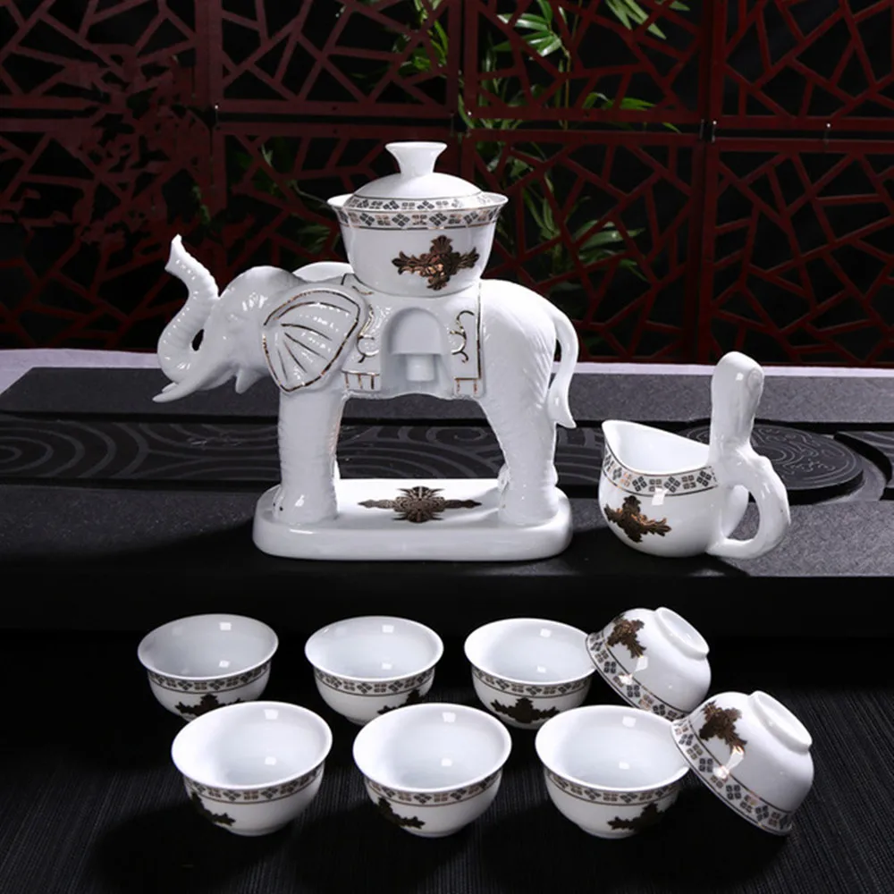 Automatic White Ceramic Transparent Tea Pot Cup Sets With Gift Box Creative Elephant Porcelain Kung Fu Tea Set mouth Cups
Automatic White Ceramic Transparent Tea Pot Cup Sets With Gift Box Creative Elephant Porcelain Kung Fu Tea Set mouth Cups
