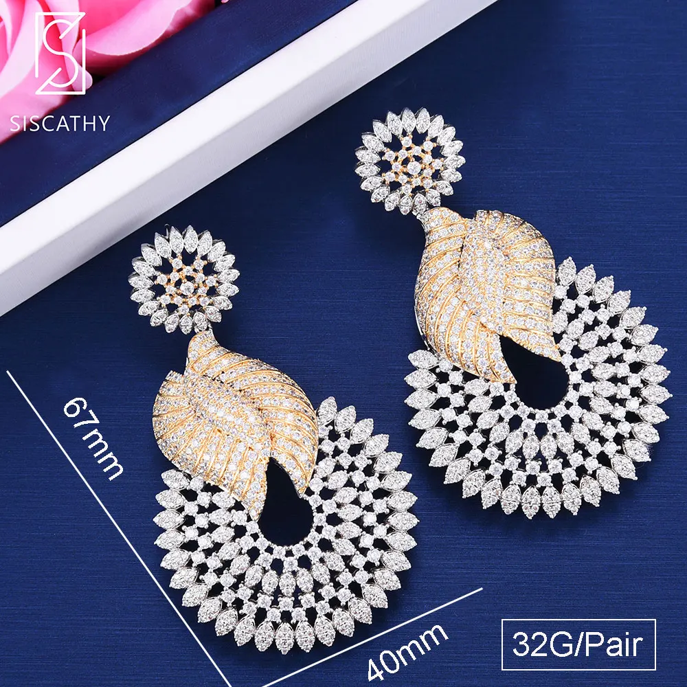 SISCATHY Fashion Cubic Zirconia Earrings Charms Flower Leaves Pendant Full Pierced Dangle Earrings For Wedding Wear Accessories
SISCATHY Fashion Cubic Zirconia Earrings Charms Flower Leaves Pendant Full Pierced Dangle Earrings For Wedding Wear Accessories